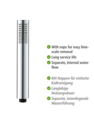 Cabezal ducha + Flexo + Soporte WENKO Basic Line Inoxidable