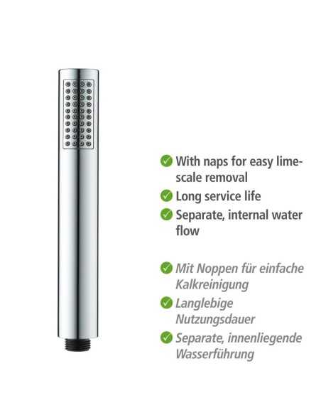 Cabezal ducha + Flexo + Soporte WENKO Basic Line Inoxidable