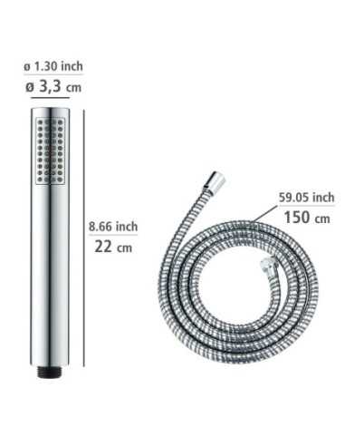 Cabezal ducha + Flexo + Soporte WENKO Basic Line Inoxidable