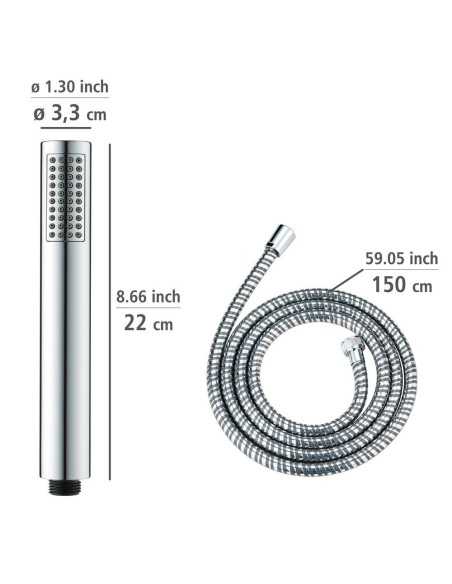 Cabezal ducha + Flexo + Soporte WENKO Basic Line Inoxidable