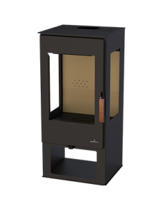 ESTUFA ESTRELLA VERTICAL CON TRES CRISTALES Y LEÑERO 2