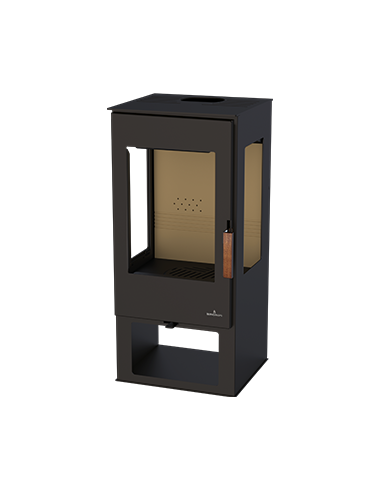 ESTUFA ESTRELLA VERTICAL CON TRES CRISTALES Y LEÑERO