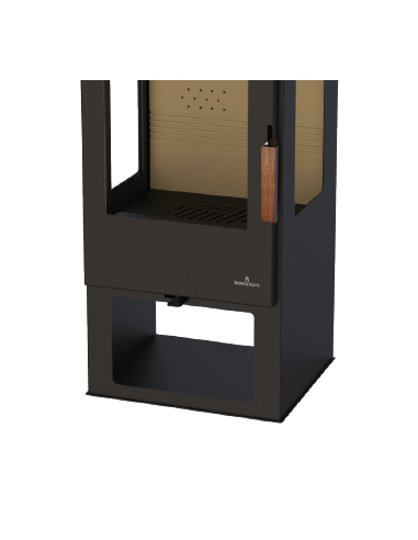 ESTUFA ESTRELLA VERTICAL CON TRES CRISTALES Y LEÑERO