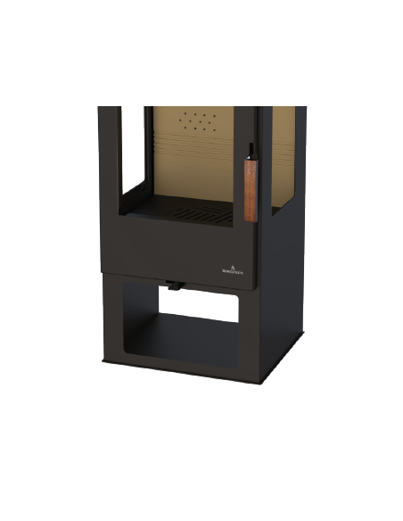 ESTUFA ESTRELLA VERTICAL CON TRES CRISTALES Y LEÑERO