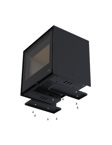 ESTUFA ARUS CON INTERIOR EN FIRETEK, CRISTAL VISION Y PATAS EN MADERA