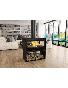 ESTUFA CAIRO 90 DOBLE CARA CON CRISTALES VISION