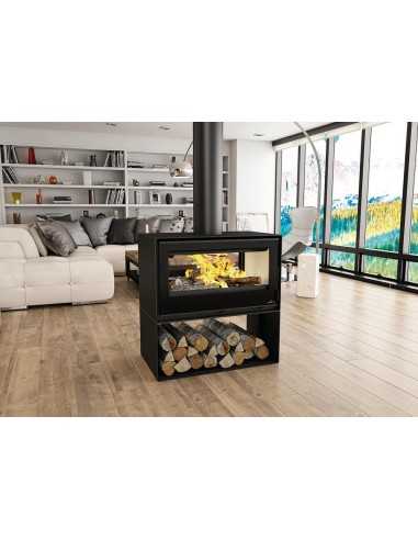 ESTUFA CAIRO 90 DOBLE CARA CON CRISTALES VISION