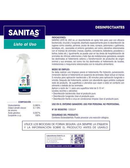 SANITAS LISTO AL USO 750ML (PISTOLA) ZOTAL