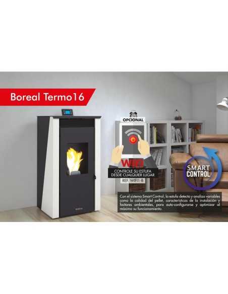 TERMOESTUFA DE PELLET DE 16 KW COLOR BURDEOS BOREAL