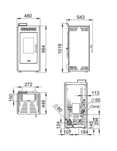 ESTUFA PELLET 9kW (SIN CÁMARAS) BOREAL