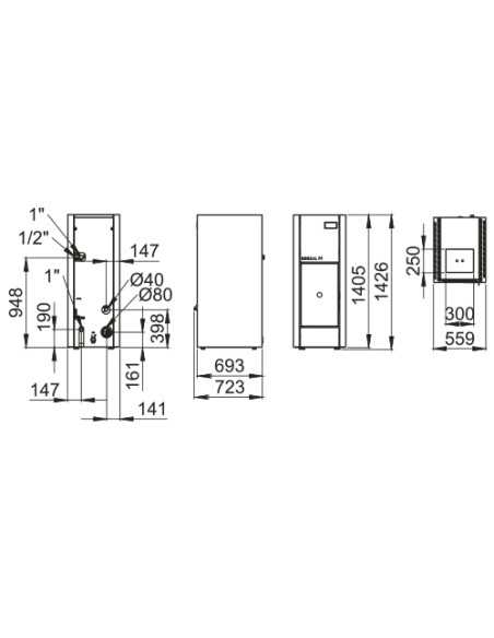 CALDERA DE PELLET COMPACTA DE 14 KW COLOR GRIS BOREAL