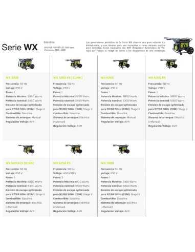 Generador Gasolina WX6200 Manual + AVR PRAMAC