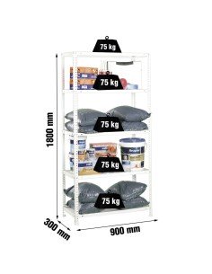 Estantería SIMONCLASSICS Advantage Kit 5/300 blanco | Estantería metálica SimonRack para cargas de 300 kg 2