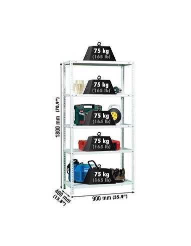 Estantería SIMONCLASSICS Advantage Kit 5/400 blanco | Estantería metálica SimonRack para cargas de 300 kg