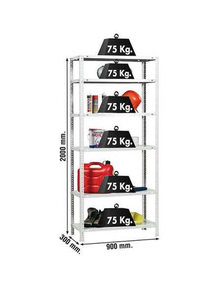 Estantería SIMONCLASSICS Advantage 6/300 Blanco 2000x900x300 | Estantería metálica SimonRack para cargas de 300 kg