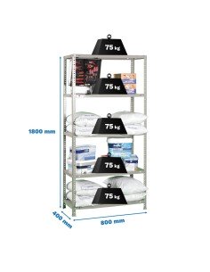 Estantería SIMONRACK Advantage Mini 5/300 Gris 1800x800x300 2