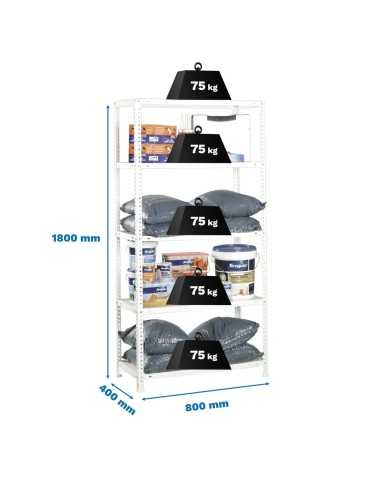 Estantería SIMONCLASSICS Advantage Mini 5/400 Gris 1800x800x400 | Estantería metálica SimonRack para cargas de 300 kg