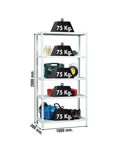 Estantería SIMONCLASSICS Advantage Plus 5/300 Blanco 2000x1000x300 | Estantería metálica SimonRack para cargas de 300 kg