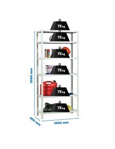 Estantería SIMONCLASSICS Advantage Plus 6/400 Blanco 2000x1000x400 | Estantería metálica SimonRack para cargas de 300 kg 2