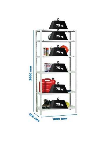 Estantería SIMONCLASSICS Advantage Plus 6/400 Blanco 2000x1000x400 | Estantería metálica SimonRack para cargas de 300 kg