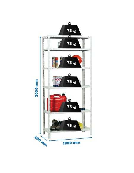 Estantería SIMONCLASSICS Advantage Plus 6/400 Blanco 2000x1000x400 | Estantería metálica SimonRack para cargas de 300 kg