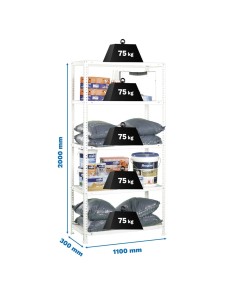 Estantería SIMONRACK Advantage SUPERPlus 5/300 Blanco 1800x1100x300