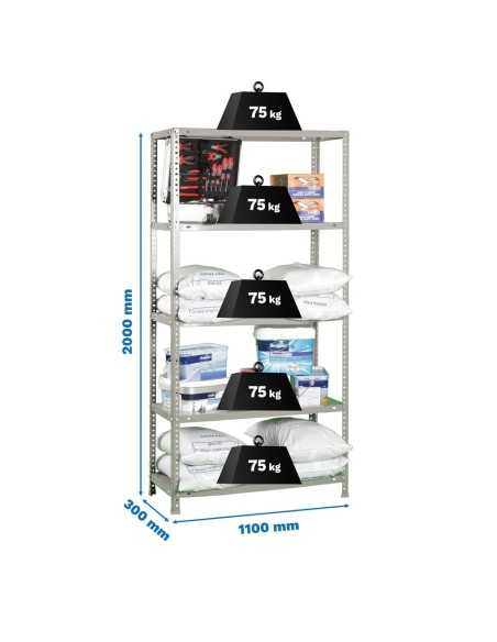 Estantería SIMONCLASSICS Advantage SUPERPlus 5/300 Gris 1800x1100x300 | Estantería metálica SimonRack para cargas de 300 kg