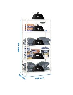 Estantería SIMONRACK Advantage SUPERPlus 5/400 Blanco 2000x1100x400