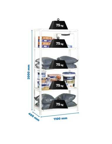 Estantería SIMONRACK Advantage SUPERPlus 5/400 Blanco 2000x1100x400