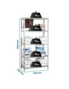 Estantería SIMONRACK Advantage SUPERPlus 5/400 Gris 2000x1100x400 2