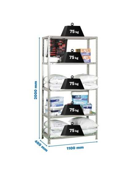 Estantería SIMONCLASSICS Advantage SUPERPlus 5/400 Gris 2000x1100x400 | Estantería metálica SimonRack para cargas de 300 kg