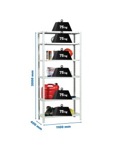 Estantería SIMONCLASSICS Advantage SUPERPlus 6/400 Blanco 2000x1100x400 | Estantería metálica SimonRack para cargas de 300 kg