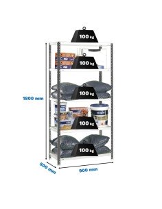 Estantería SIMONRACK Confort 5/500 ANTRACITA/Blanco 1800x900x500 2