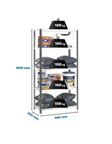 Estantería SIMONCLASSICS Comfort 5/500 ANTRACITA/Blanco 1800x900x500 | Estantería metálica SimonRack para cargas de 300 kg