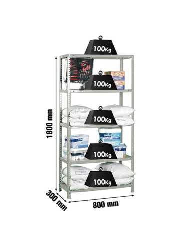 Estantería SIMONCLASSICS Comfort Mini 5/300 Gris 1800x800x300 | Estantería metálica SimonRack para cargas de 300 kg