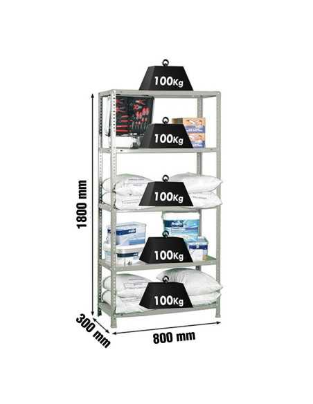 Estantería SIMONCLASSICS Comfort Mini 5/300 Gris 1800x800x300 | Estantería metálica SimonRack para cargas de 300 kg