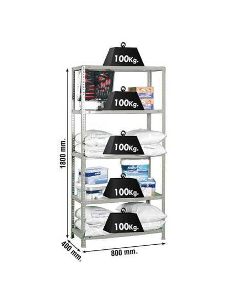 Estantería SIMONRACK Confort Mini 5/400 Gris 1800x800x400