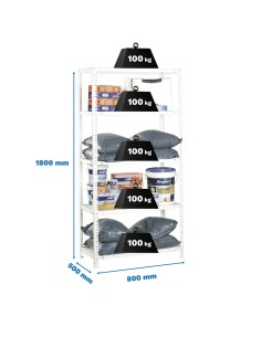 Estantería SIMONRACK Confort Mini 5/500 Blanco 1800x800x500 2
