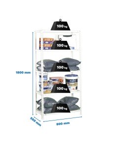 Estantería SIMONRACK Confort Mini 5/500 Blanco 1800x800x500 2