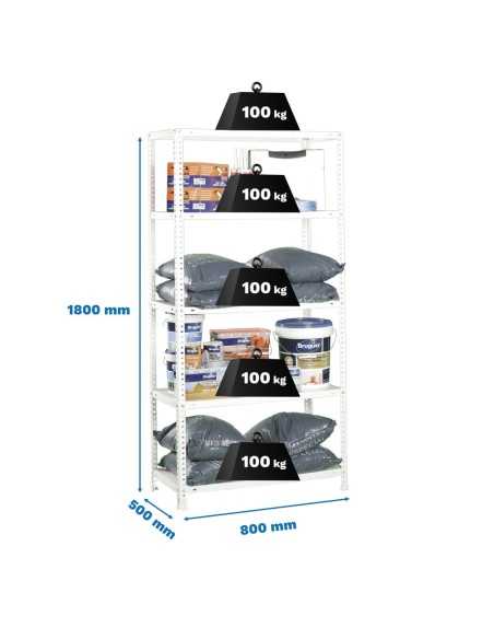 Estantería SIMONCLASSICS Comfort Mini 5/500 Blanco 1800x800x500 | Estantería metálica SimonRack para cargas de 300 kg