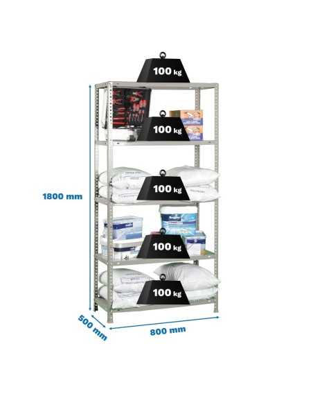 Estantería SIMONCLASSICS Comfort Mini 5/500 Gris 1800x800x500 | Estantería metálica SimonRack para cargas de 300 kg