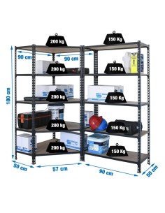 Estantería MADERCLICK Corner 5/500 +1 MADER 5/500 AN/MAD 1800x1800x500 | Estantería sin tornillos con baldas de madera SimonRack 2