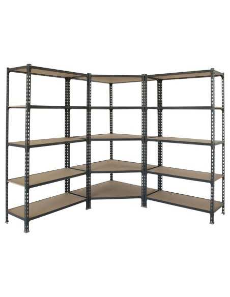 Estantería MADERCLICK Corner 5/500 +2 MADER 5/500 AN/MAD 1800x1800x500 | Estantería sin tornillos con baldas de madera SimonRack