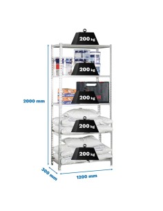 Estantería SIMONCLICK maderClick MEGAPlus 5/300 blanco/madera 2000x1200x300