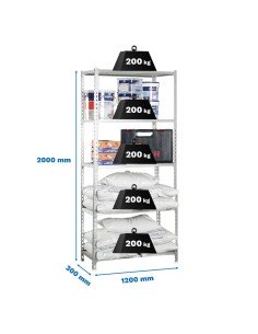 Estantería SIMONCLICK maderClick MEGAPlus 5/300 blanco/madera 2000x1200x300