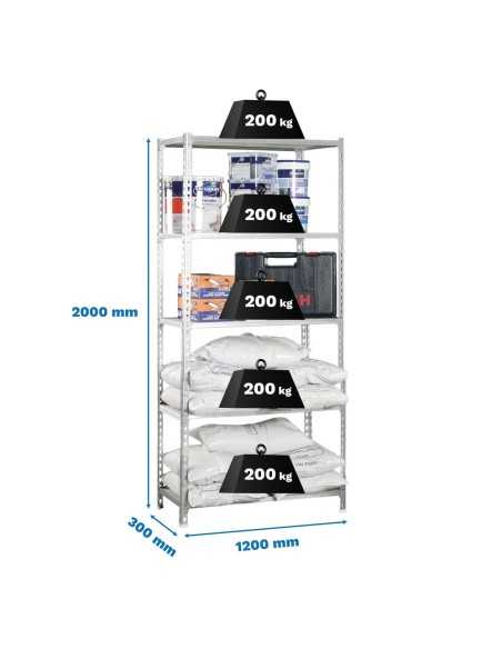 Estantería SIMONCLICK maderClick MEGAPlus 5/300 blanco/madera 2000x1200x300