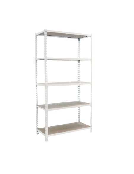 Estantería SIMONCLICK MaderClick MEGAPlus 5/300 blanco/madera 2000x1200x300 | Estantería sin tornillos con baldas de madera Simo