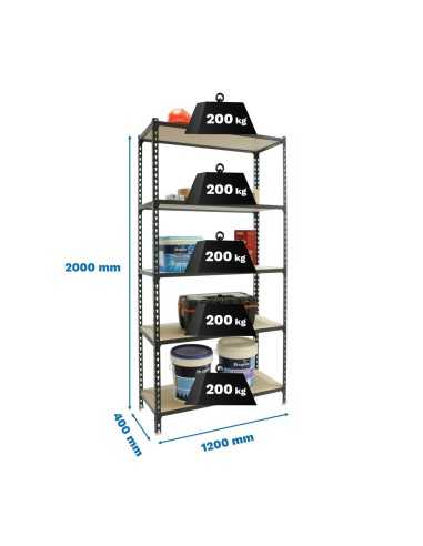 Estantería SIMONRACK MADERCLICK MEGAPlus 5/400 ANTRACITA/MADERA 2000x1200x400