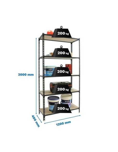 Estantería SIMONRACK MADERCLICK MEGAPlus 5/400 ANTRACITA/MADERA 2000x1200x400
