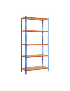 Estantería SIMONCLICK maderClick MEGAPlus 5/400 azul/naranja/madera 2000x1200x400 2